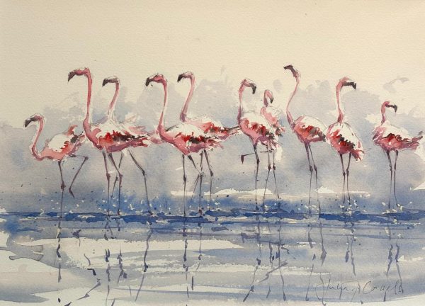 Watercolour Flamingo Pink by Julia Cassels