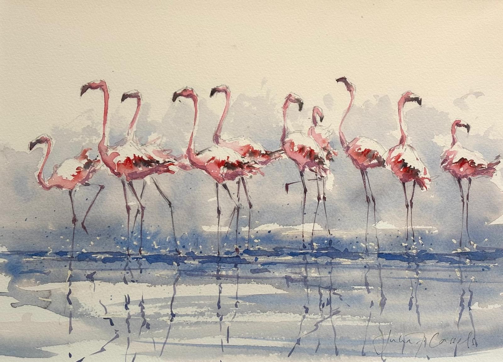 Watercolour Flamingo Pink by Julia Cassels