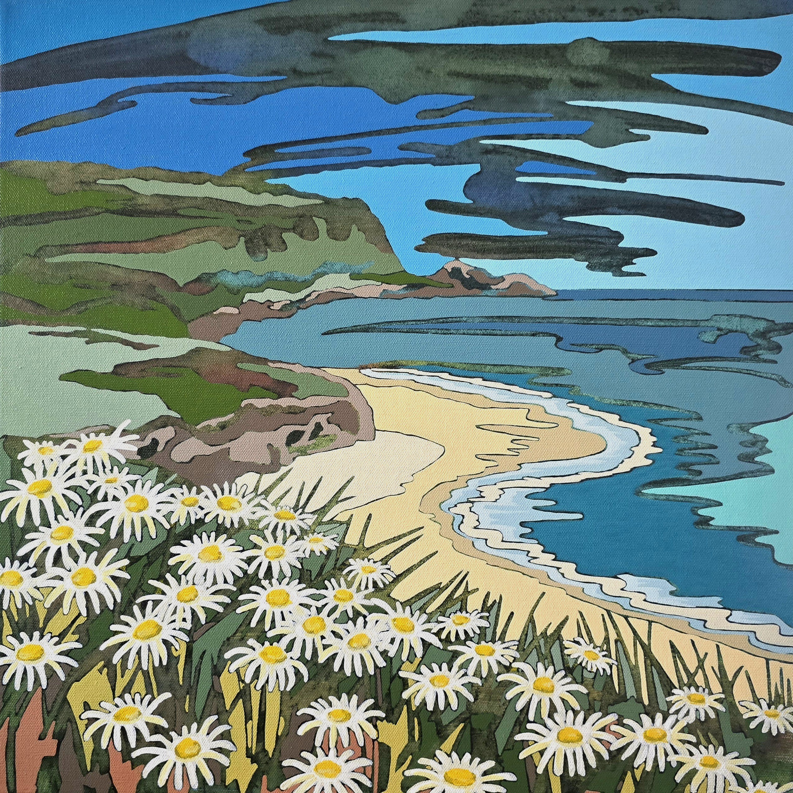 Sunlit Daisies Of St George's Cove - Simon Pink